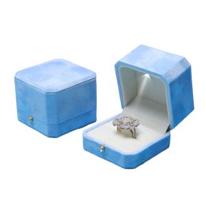 Blue Velvet Octagonal LED Jewelry Boxes Hanhong Screen's Custom Solution for Packaging