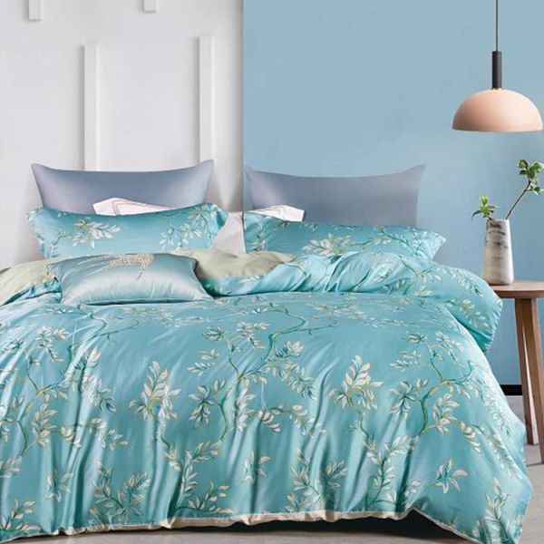 100% Tencel Luxury Silky Soft Bedding Set 300TC Printed Fabric Quilt Cover Pillowcase Sets