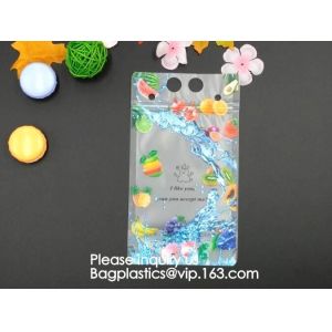 Fruit Juice Liquid Stand Up Pouch Bag With Straw Zipper Bag With Straw Juice