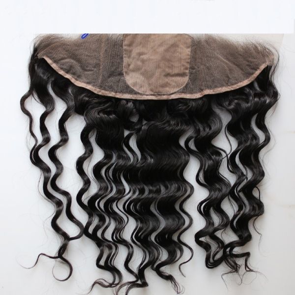 Quality Peruvian 13x4 Lace Closure , Loose Wave Frontal Closure Natural #1b Color Bleached Knots wholesale