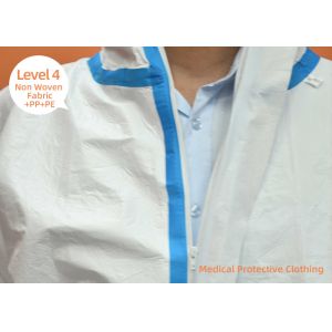 White Medical Isolation Gown Waterproof Breathable Membrane Aami Level 4