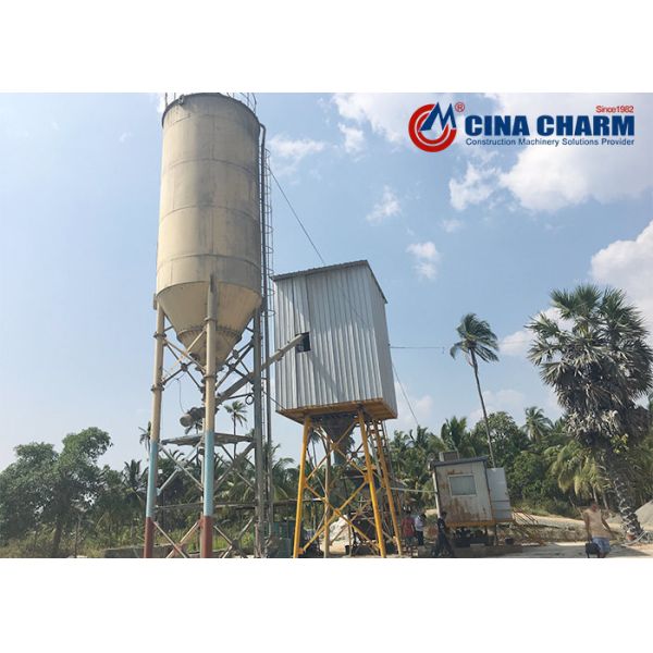 HZS25 25m3 / h small hopper lifting concrete mixing plant mini ready mixed