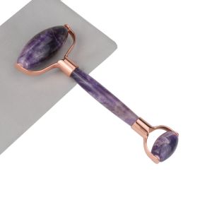 Noiseless Amethyst White Face Roller Quartz Double Sided Jade Roller