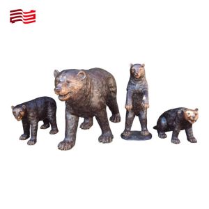 Cheap Life-Size Bronze Bear Sculpture Custom Metal Animal Statues for Artistic Installations for sale