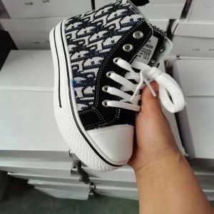 embroidered black High Top Canvas Shoes ladies canvas trainers In Stock