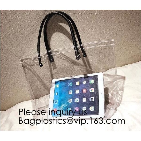 Quality Women Clear Shopping Bag Transparent PVC Beach Bag Large Capacity Foldable Travel Storage Organizer Bag, bagease, pack wholesale