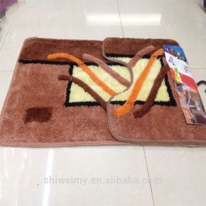 Shaggy pattern polyester toilet mat set for bath