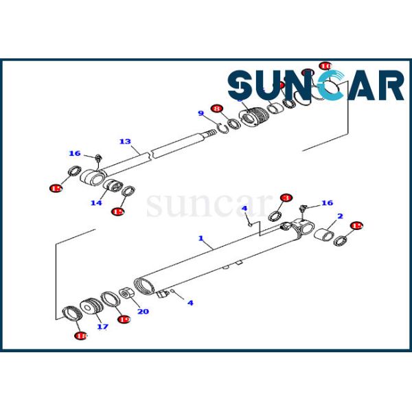 Quality Ladder Sealing Kit 7079829640 Boom Swing Cylinder Seal Kit For PC2000-8 PC50MR-2 Komatsu 707-98-29640 wholesale