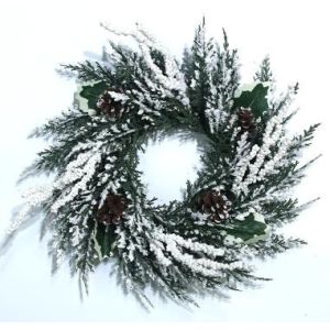 20inch Full PE Christmas Wreath With Artificial Berry Pinecones