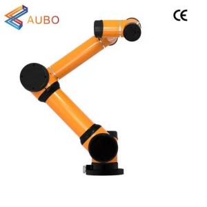 Robot arm 6 axis AUBO i5 manipulator operating with hand drive operation cobot