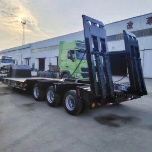 New 3 Axle Lowbed Trailer Transport Bulldozer Lowboy Gooseneck Semi Trailer With