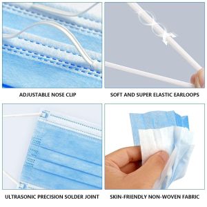 Level Type II Flat Earloop 3 Ply Disposable Blue Face Mask with Soft Material