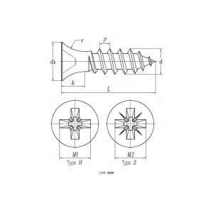 JIS B 1125 Cross Recessed Trumpet Head Self Drilling Tapping Screw