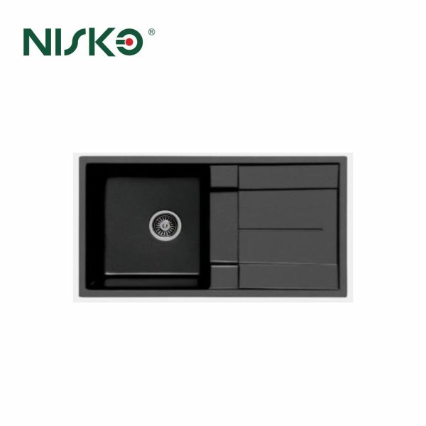 Quality Kitchen Top Mount Single Quartz Sink Undermount Sink with Drainboard wholesale