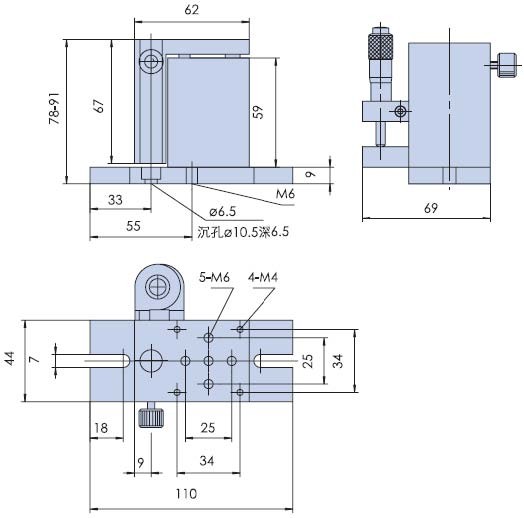 Lightweight Linear Bearing Manual Lab Jack 13mm Travel Easy To Adjust
