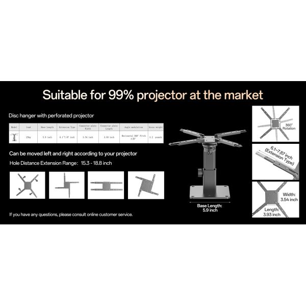 Large Projector Ceiling Mount Gray Ceiling Projector Mount With Adjustable Extension