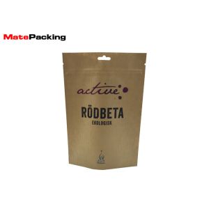 Kraft Paper Stand Up Biodegradable Recycling Bags With Zipper / Hole Handle
