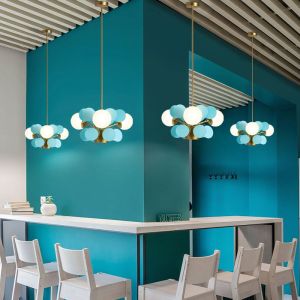 Nordic art chandelier Romantic Flower Design lustre metal Warmth Glass light