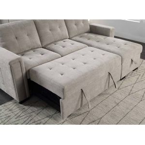 L-Shaped Reversible Sectional Sleeper Sofa with Pull-Out Bed and Storage, Warm