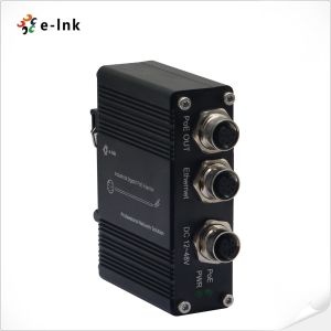 EN50155 Industrial 1-Port Gigabit PoE Injector 30W M12 Connector DIN-Rail