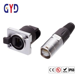 PVC TPE IP69 Rj45 Female Connector Waterproof Ethernet Jack