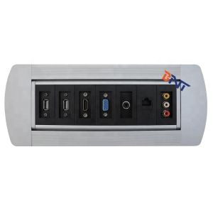 Manual rotating conference table socket outlet with multiple power plug