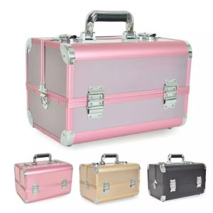 China Portable Aluminum Beauty Case With Shoulder Strap, Plastic Trays Inside Aluminum Makeup Case To Storage Toiletry Artist on sale