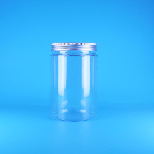 Quality Wide Mouth Transparent PET Plastic Nut Food Candy Tall Round Jar Screw Flat Lid wholesale