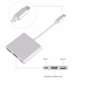 3-in-1 Thunderbolt 3 USB Type C Hub to Adapter 4K Aluminum USB-C Hub Dock with