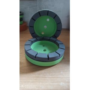 China Hardness White Green Segemented Resin Cup Wheel Max Speed Lower Than 2800RPM Grinding Tool on sale