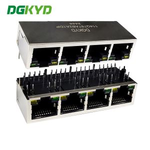 Cheap Four Port RJ45 Connector, Network Socket, Ethernet Interface, POE Connector, Ethernet Transformer DGKYD114Q787AB2A1DP for sale
