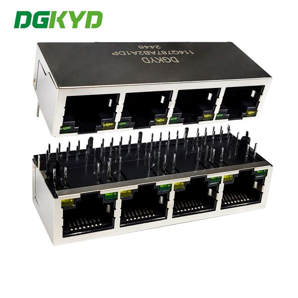 Four Port RJ45 Connector, Network Socket, Ethernet Interface, POE Connector,