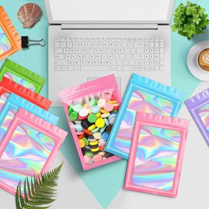 Resealable Ziplock Small Business Sealable Plastic Bag Custom Print White Black