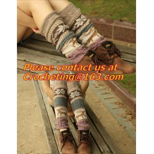 winter leg warmers loose socks wool blend button down pierced decoration boot