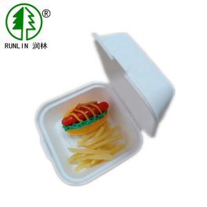 Unbleached natural plant fiber white sugarcane pulp hamburger box