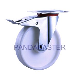 China PP Industrial White Castor Wheels , 5 Inch Casters With Brakes on sale