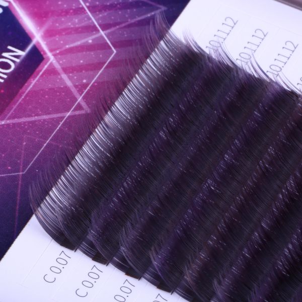 Gradual Purple Blooming Eyelash Individual Extensions 0.07mm Thickness Hand Made
