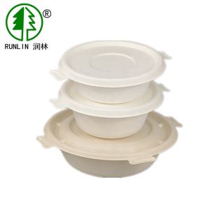Cheap Paper Soup FDA Plant Fiber Biodegradable Sugarcane Bagasse Bowls With Lids Microwaveable for sale