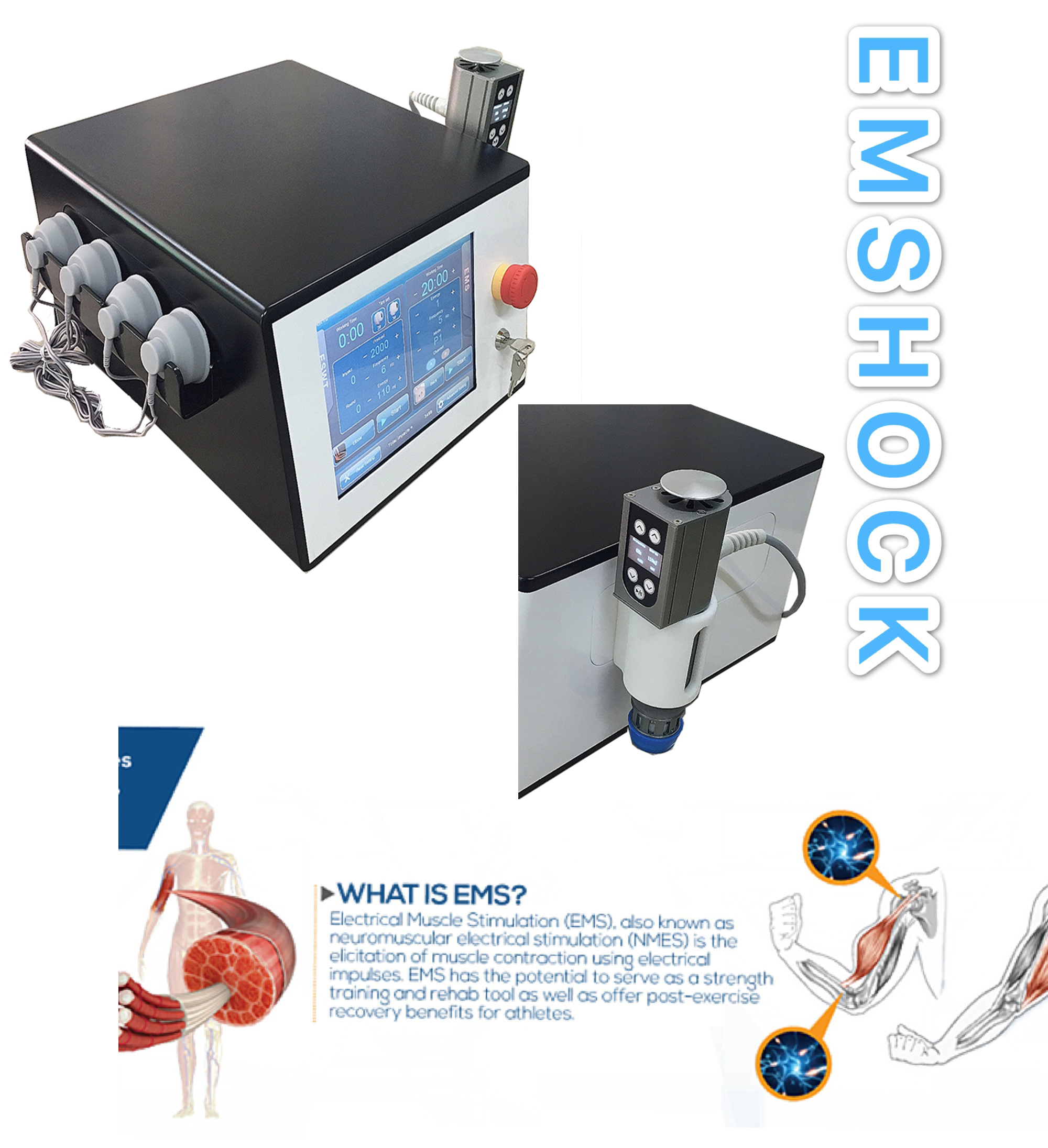 Portable ESWT EMS Shockwave Therapy Machine For Care Center