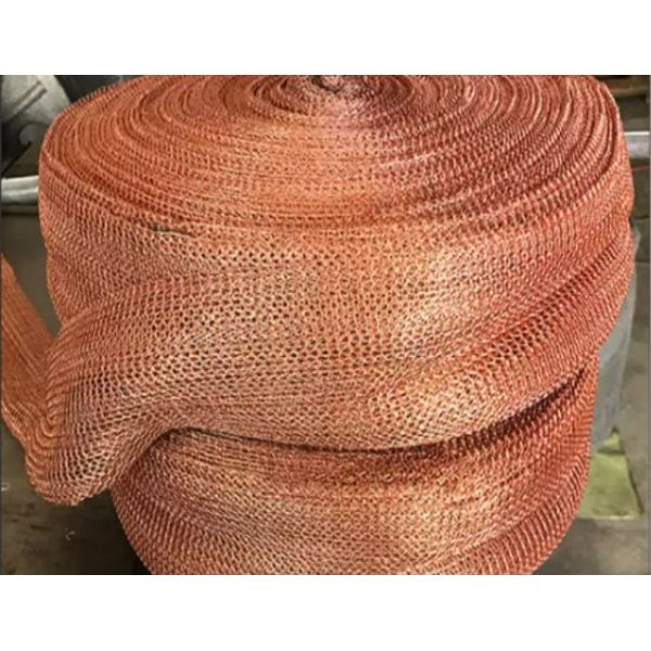High Strength Copper Knitted Wire Mesh 0.3m-1.2m Wide Alkali Resistance