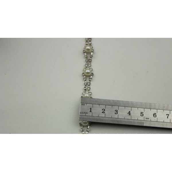 Excellent luxury design white pearl decorative 10 mm width nickel color chain for bag handle