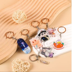 Durable Acrylic Transparent Keychain Simple Cartoon Promotional Printed With