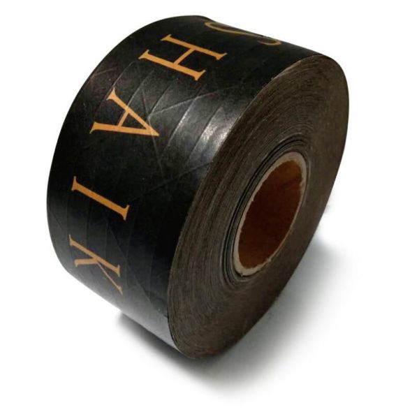 Quality ODM Black Printed Self Adhesive Brown Paper Tape Fiber Reinforced Gummed Tape wholesale