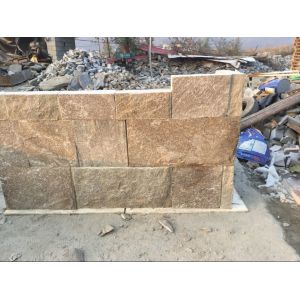 Yellow Granite Retaining Wall Natural Stone Cladding Granite Backsplash Wall