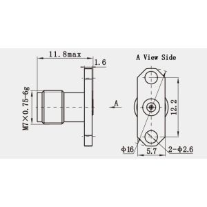 MMW Series 1.85mm Female RF Connector with Microstrip Hole Depth 2mm
