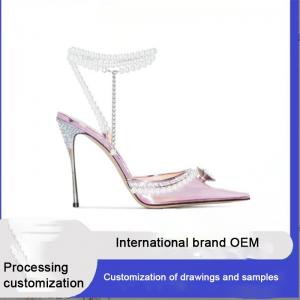 China Women Heeled Shoes Factory Slingback Luxury Elegant Transparent Fashion Pearl High Heels on sale