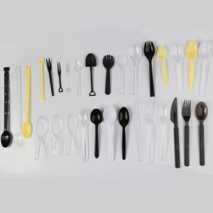China OEM pp/ps/pla plastic flatware cutlery sets ,disposable flight plastic spoon fork and knife wholesales color size custom on sale