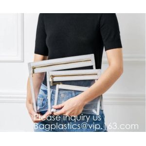 Promotional factory price portable k clear holographic PVC cosmetic bag,Eco-friendly heat seal frosted plastic PVC