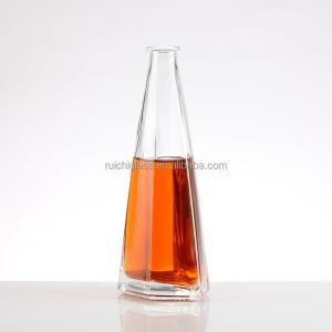 Super Flint Glass Unique Shape 500ml 750ml Liquor Beverage Bottle with Logo and