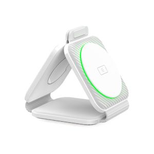 China Foldable Three-In-One Magnetic Wireless Charger Abs Plastic for iPhone iWatch and More on sale